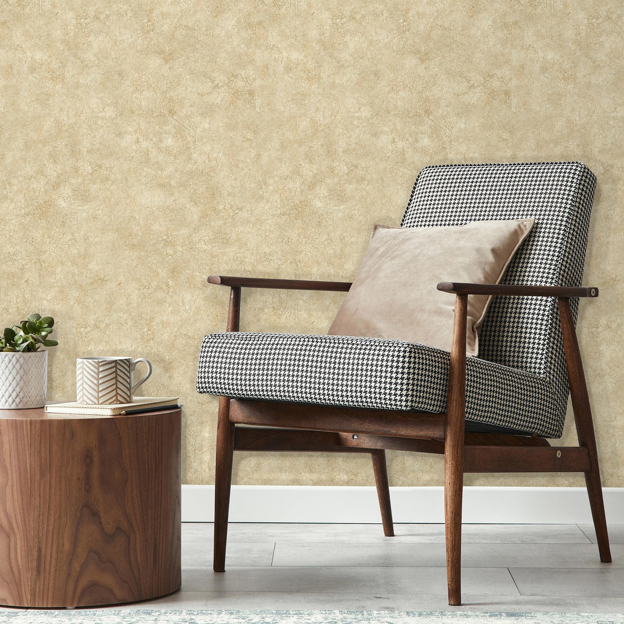 DecoratorsBest Embossed Crackled Texture Earthy Yellow Wallpaper