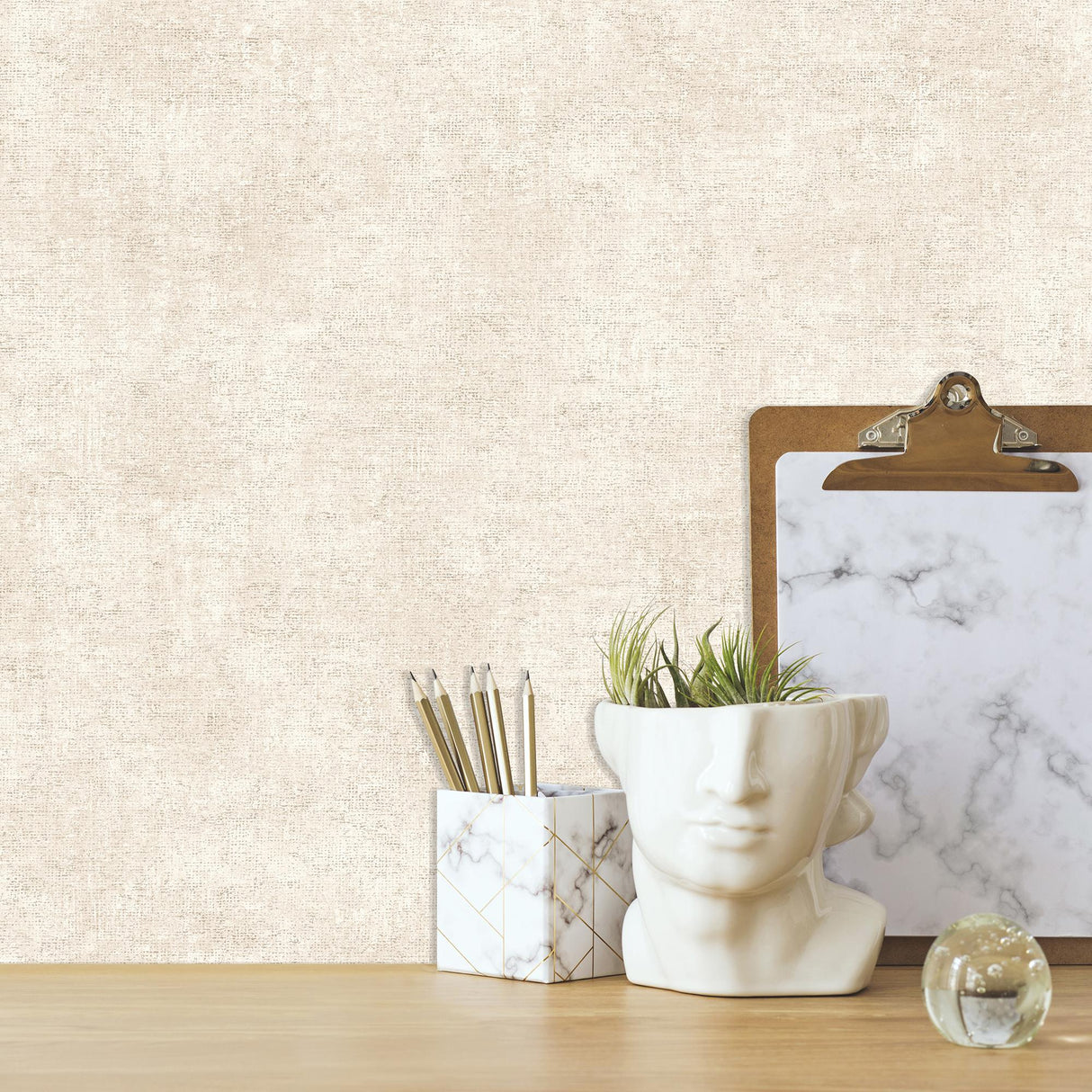 DecoratorsBest Glitter-Infused Linen Texture Beige Wallpaper