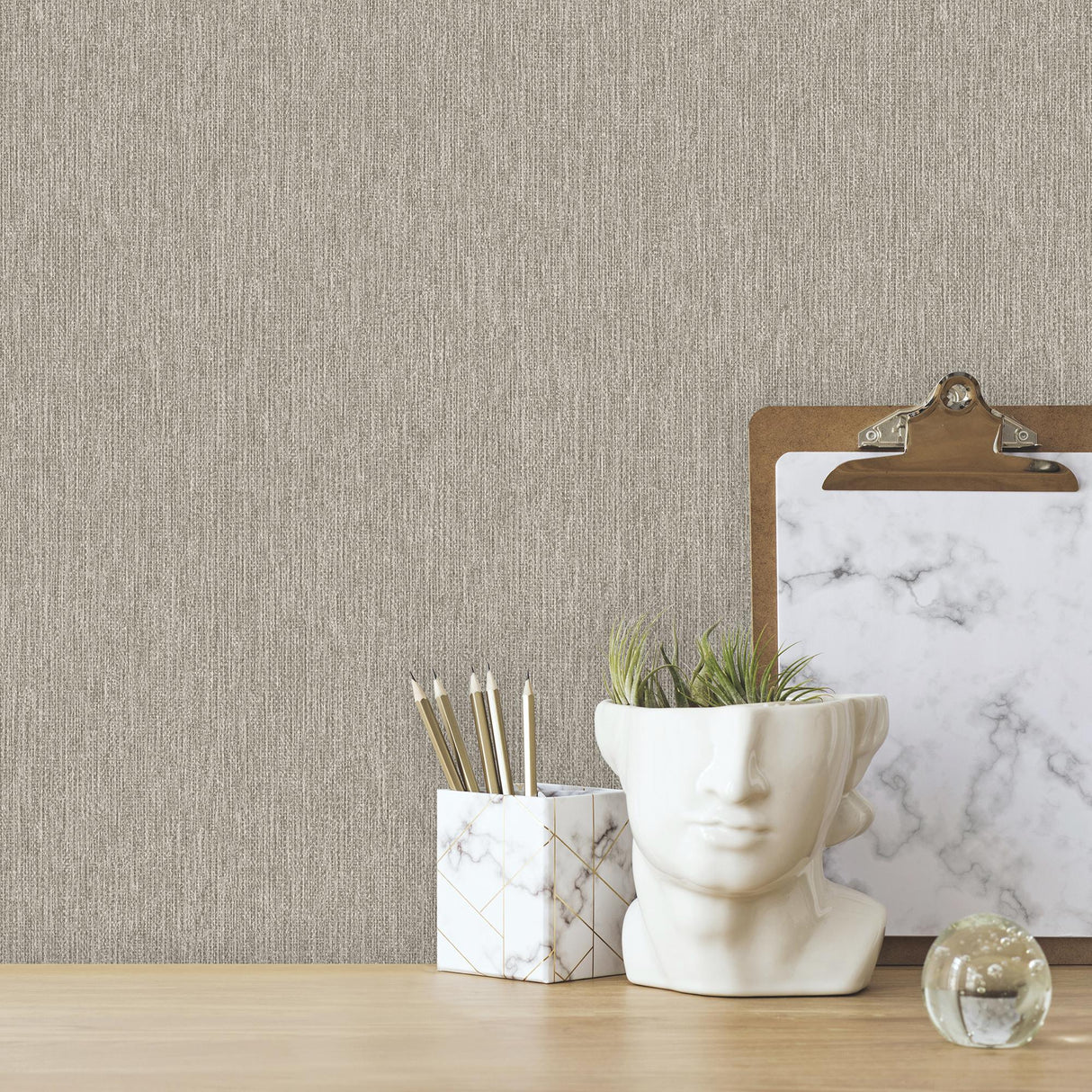 DecoratorsBest Faux Fine Wool Taupe Wallpaper