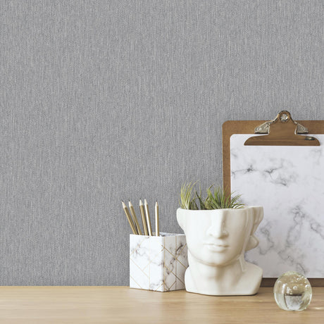 DecoratorsBest Faux Fine Wool Mid Grey Wallpaper