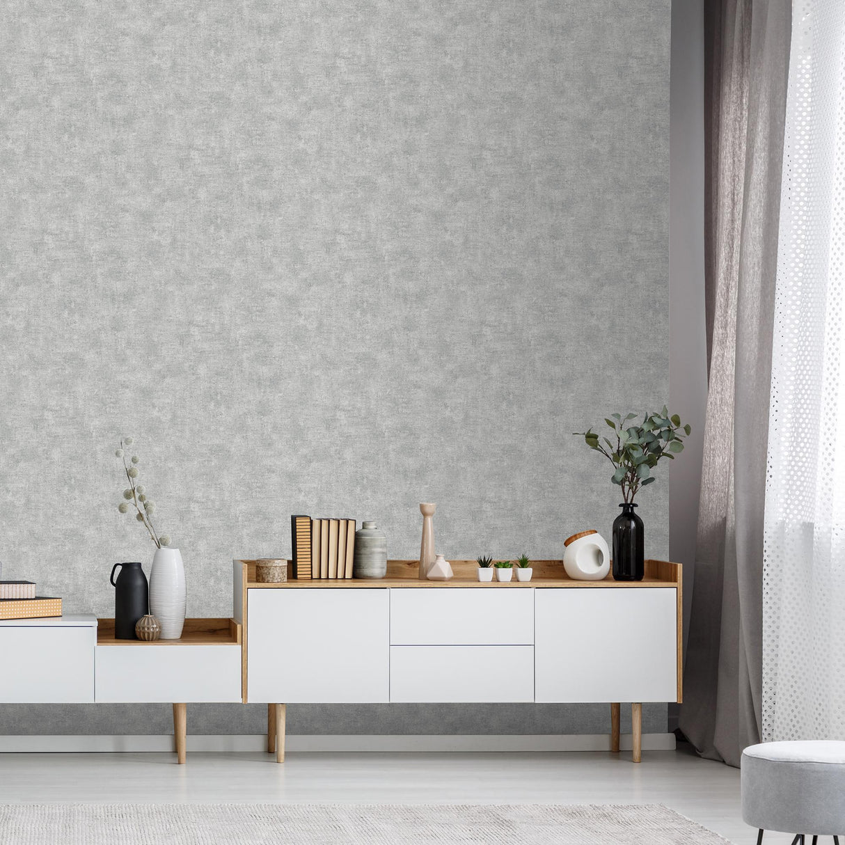 DecoratorsBest Glitter-Infused Linen Texture Grey Wallpaper