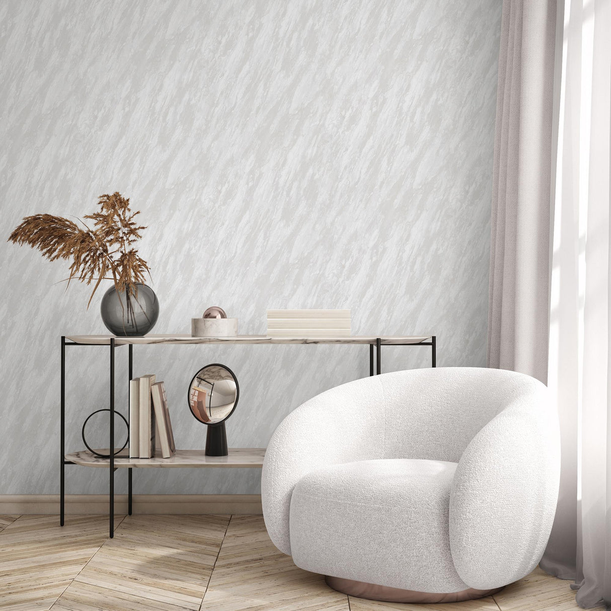 DecoratorsBest Luxe Marble with Glint Dust White Wallpaper
