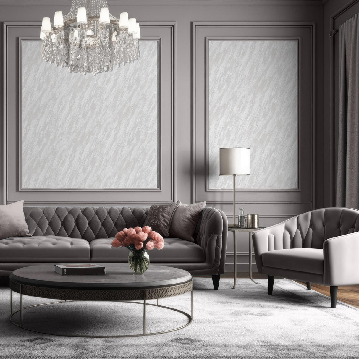 DecoratorsBest Luxe Marble with Glint Dust White Wallpaper