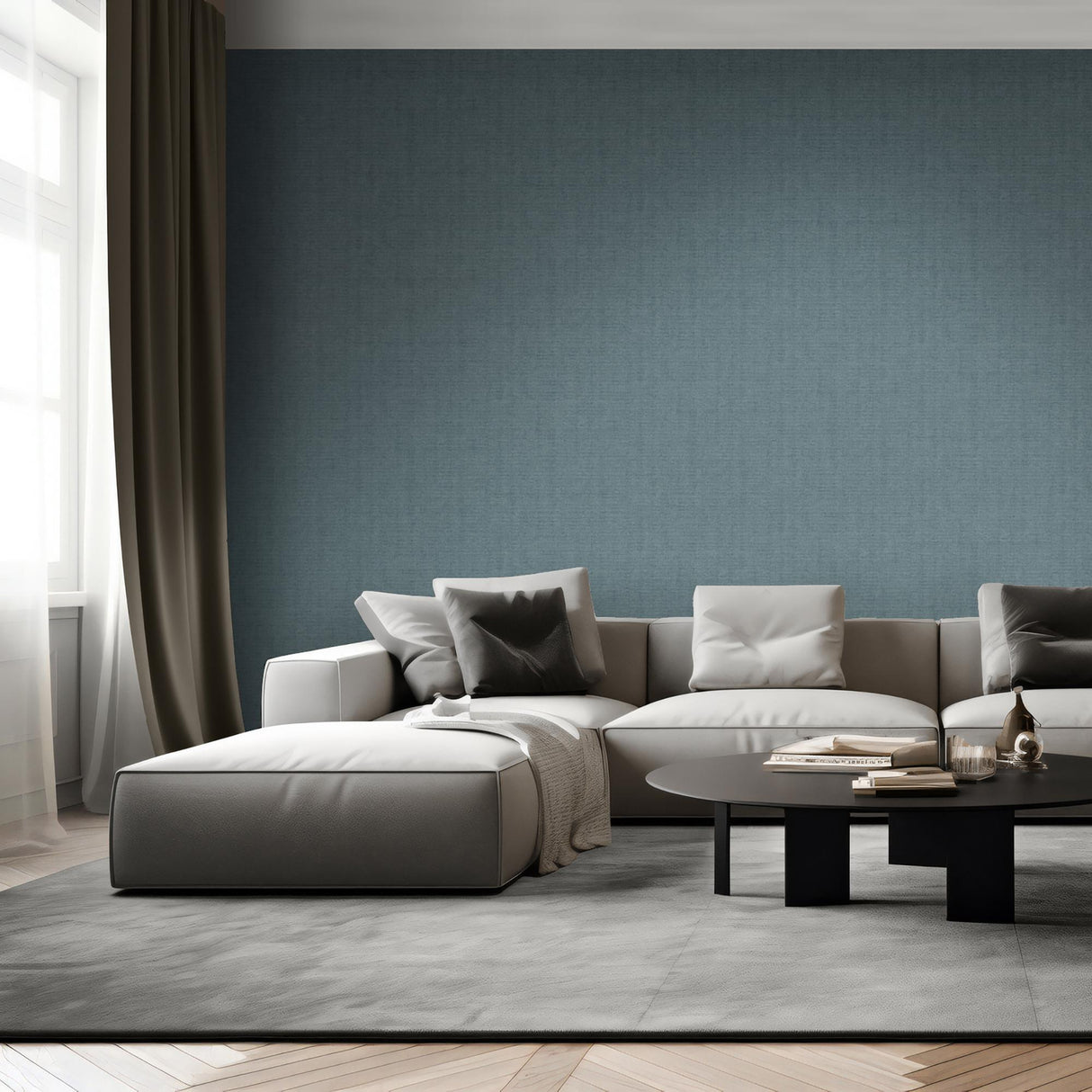 DecoratorsBest Lustre Linen Blue Wallpaper