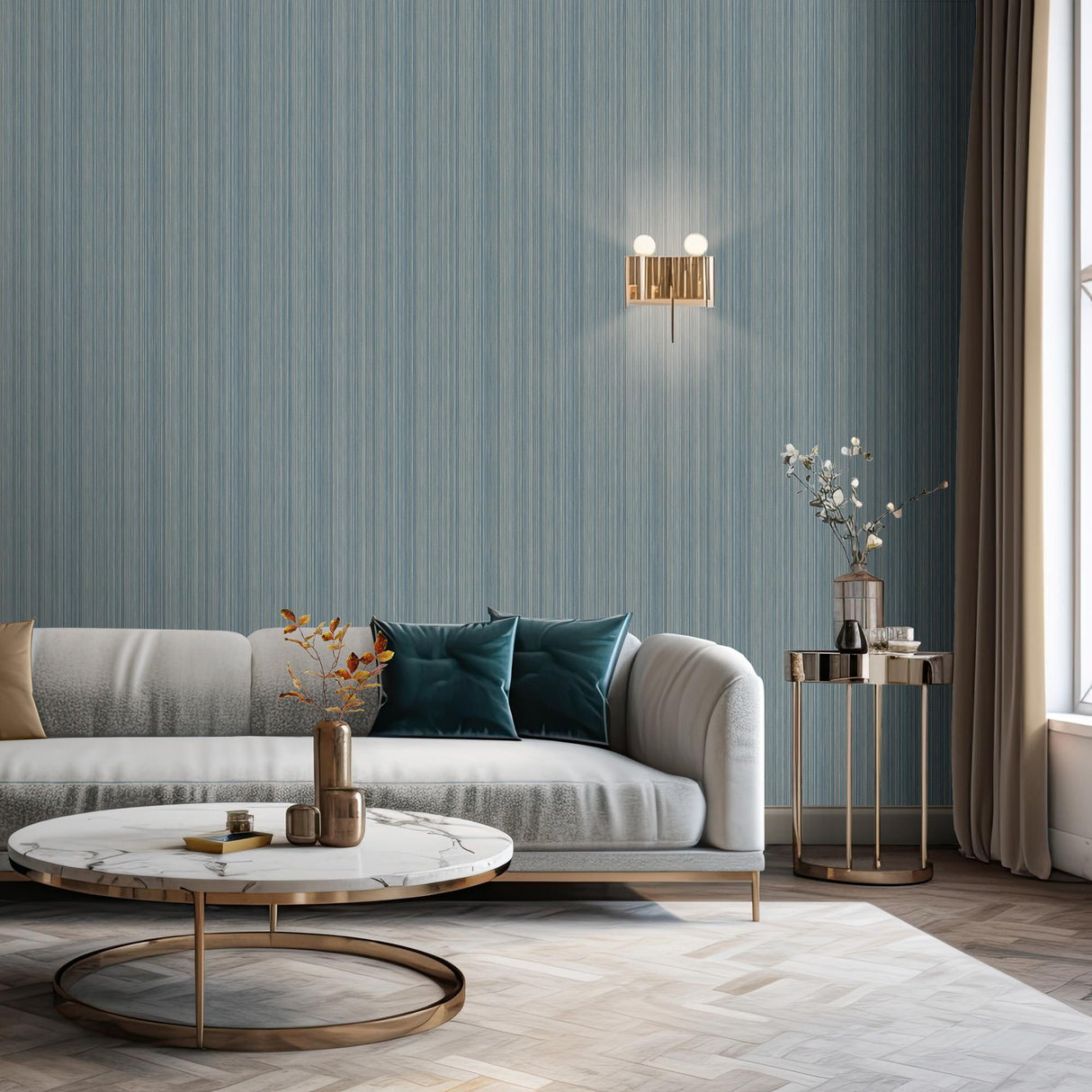 DecoratorsBest Glint Stria Stripe Blue Wallpaper