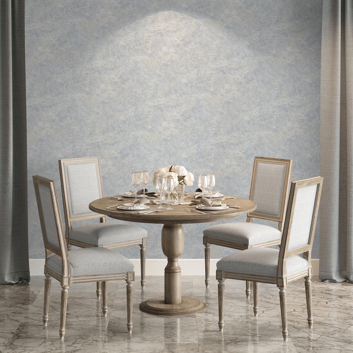 DecoratorsBest Lustre Stucco Greyish Blue Wallpaper