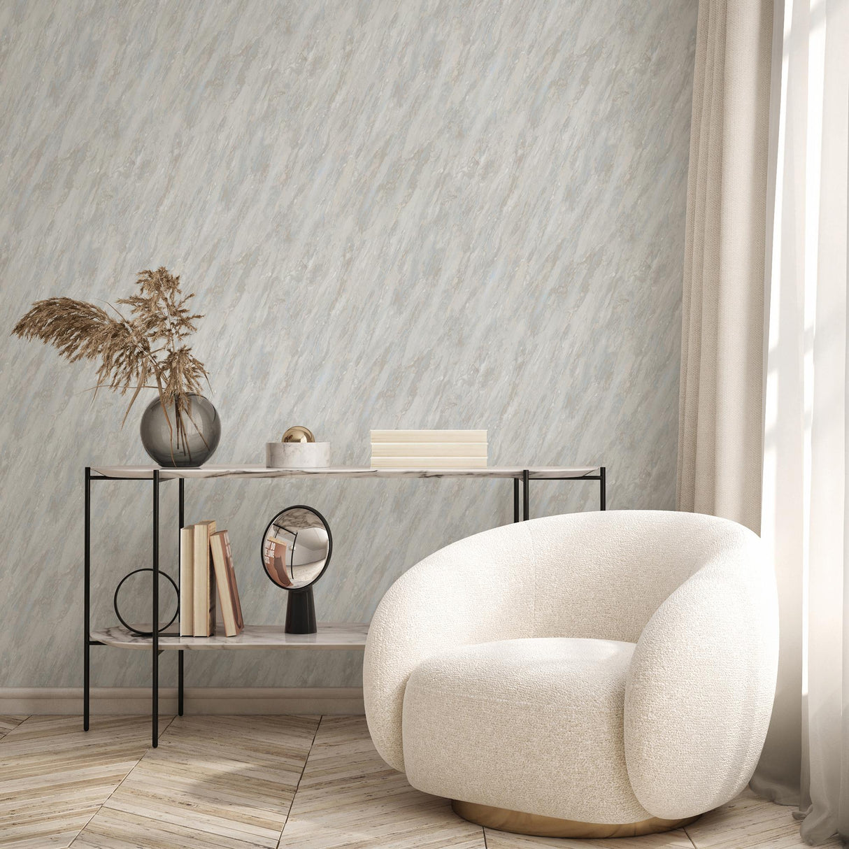 DecoratorsBest Luxe Marble with Glint Dust Natural Wallpaper