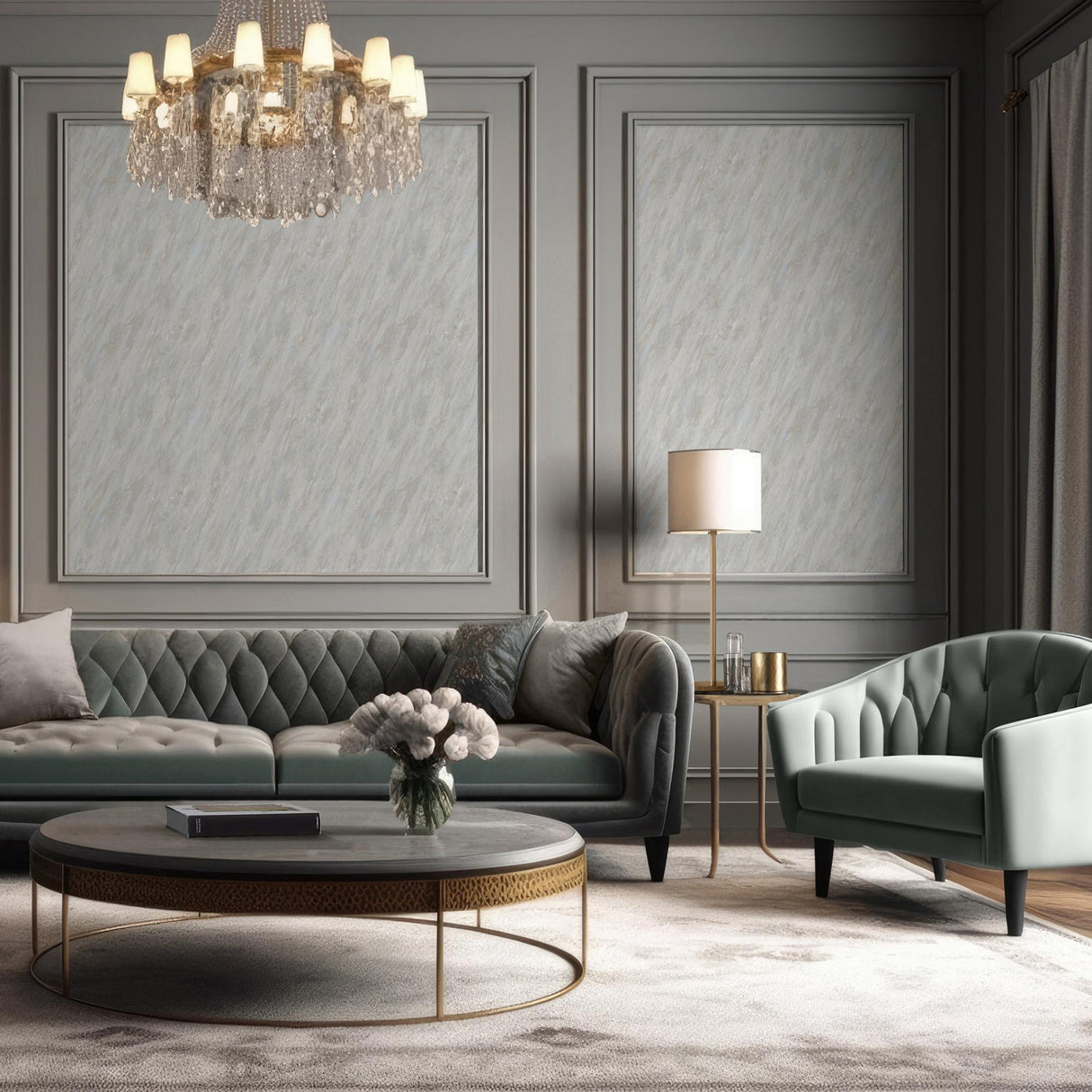 DecoratorsBest Luxe Marble with Glint Dust Natural Wallpaper