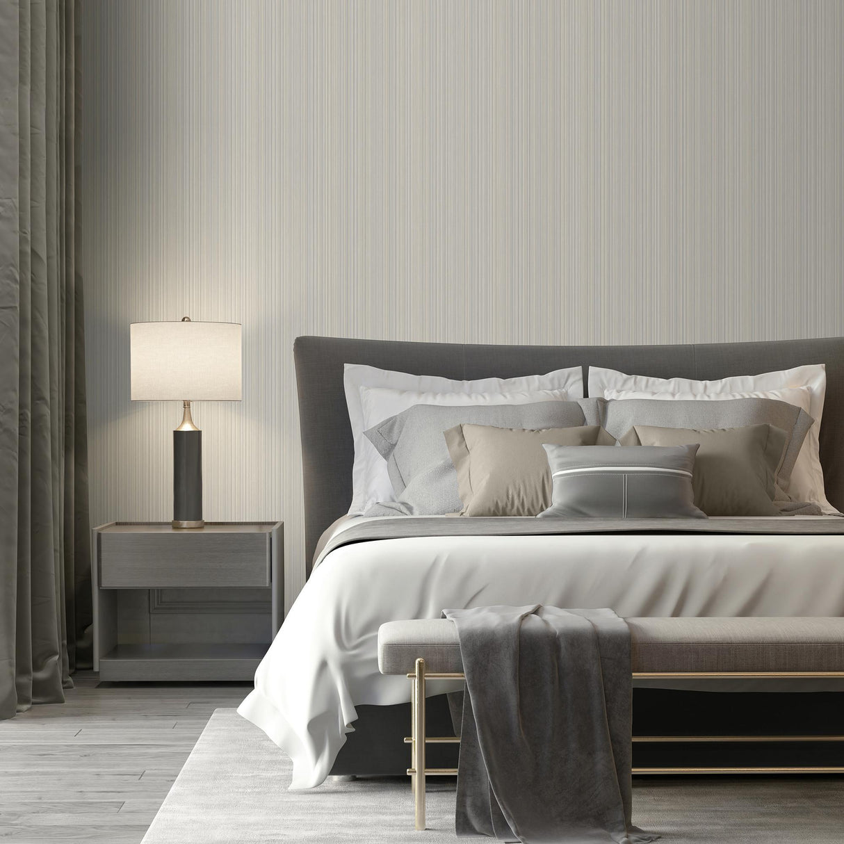 DecoratorsBest Glint Stria Stripe Beige Wallpaper