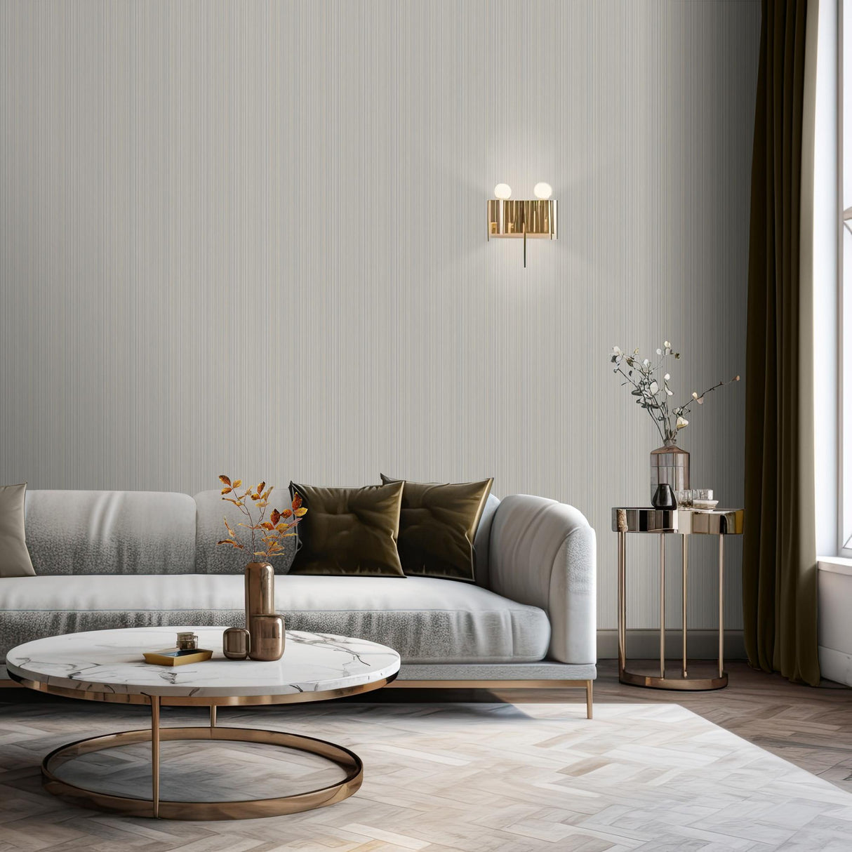 DecoratorsBest Glint Stria Stripe Beige Wallpaper