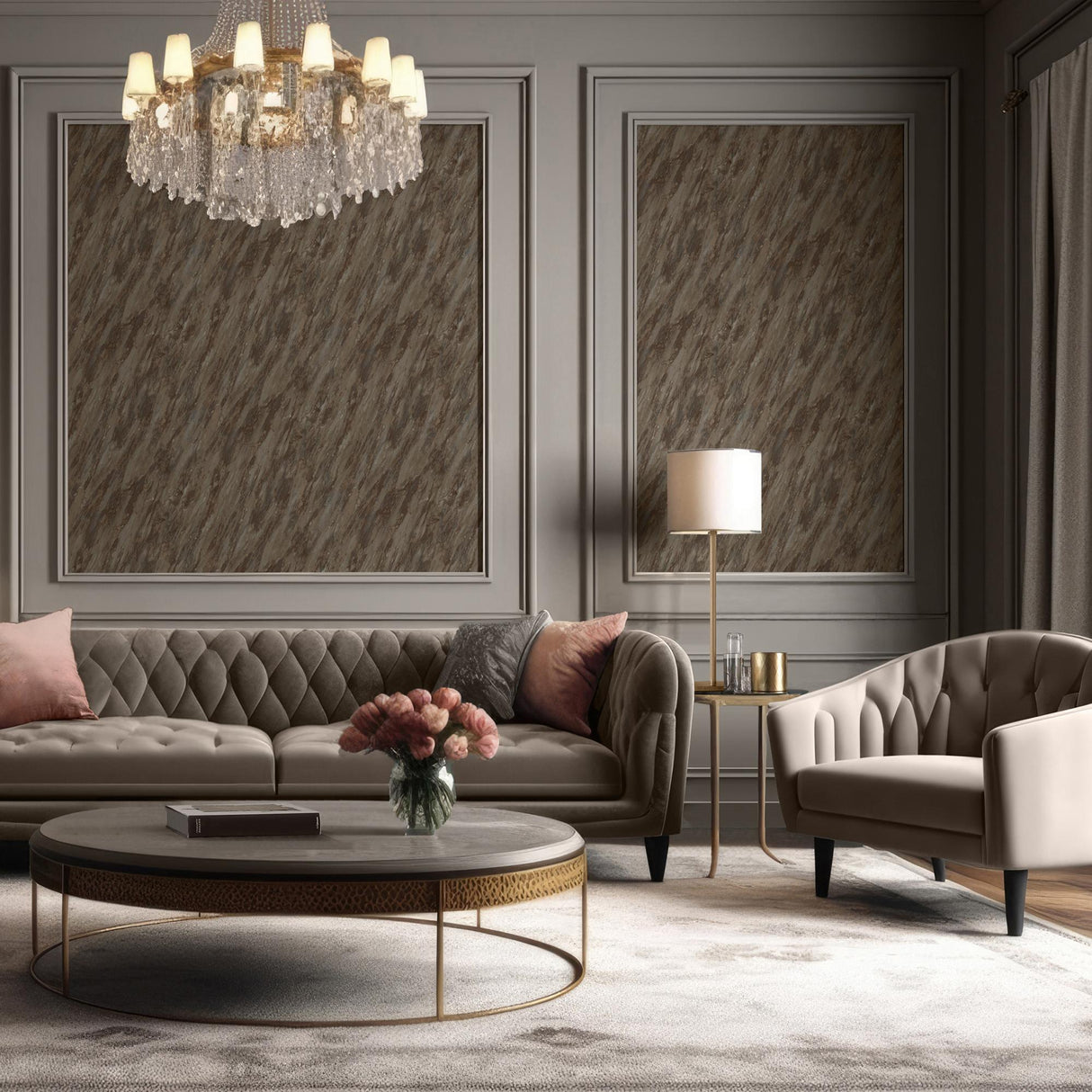DecoratorsBest Luxe Marble with Glint Dust Taupe Wallpaper