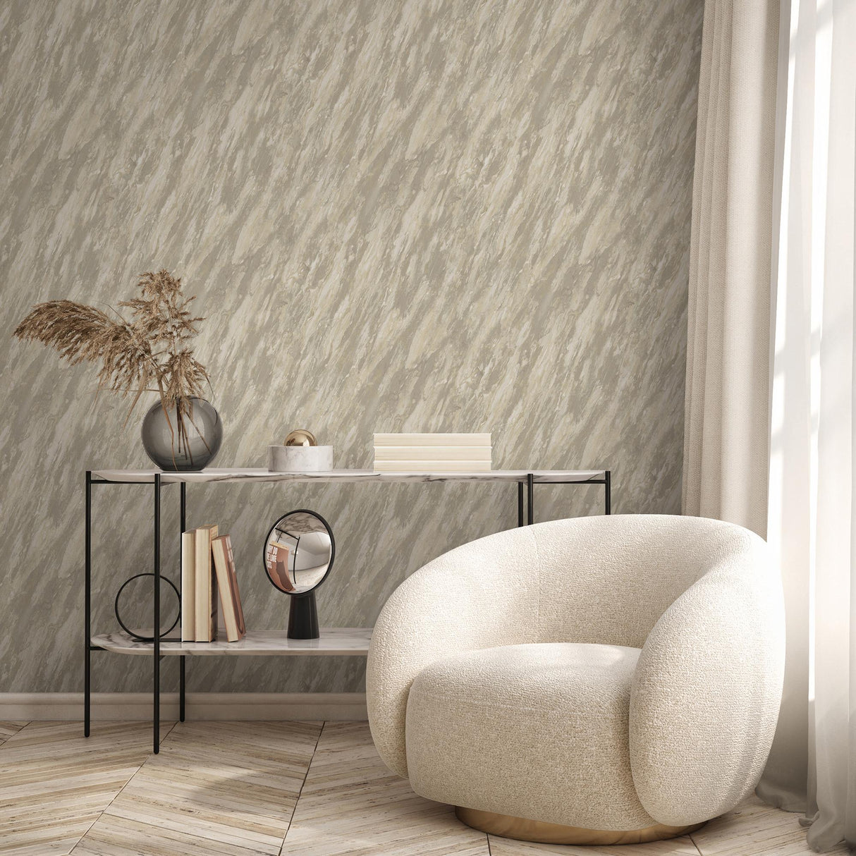 DecoratorsBest Luxe Marble with Glint Dust Beige Wallpaper