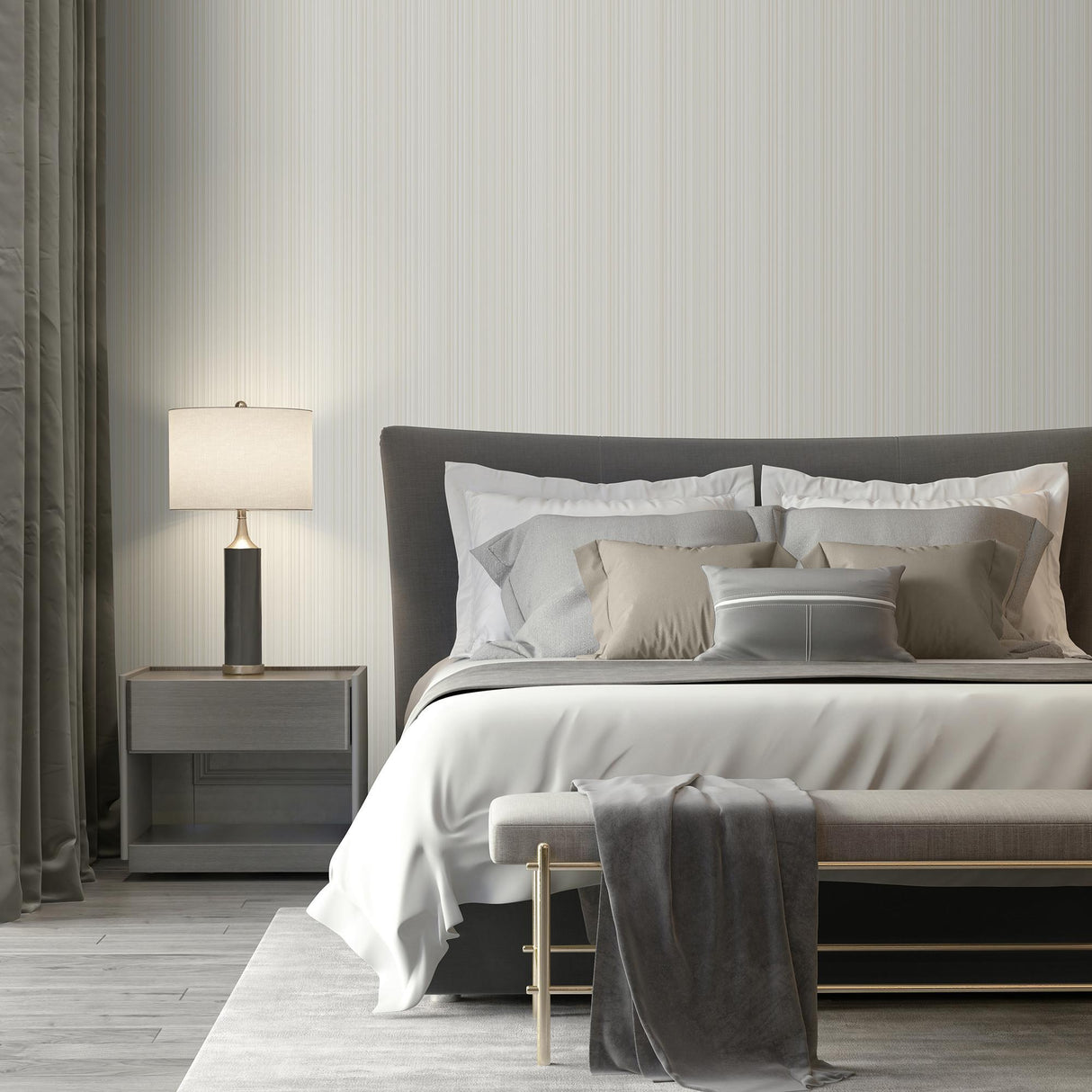DecoratorsBest Glint Stria Stripe Natural Wallpaper