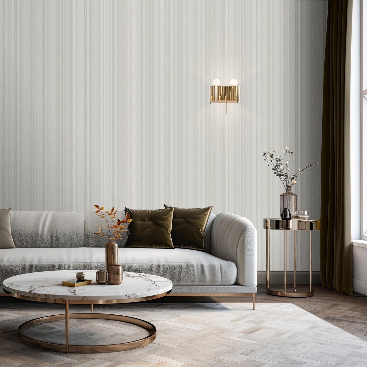 DecoratorsBest Glint Stria Stripe Natural Wallpaper