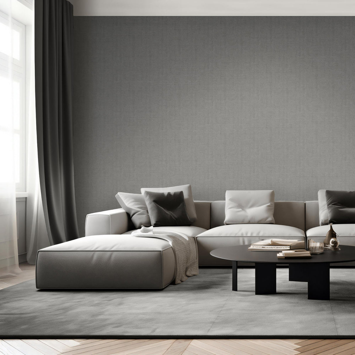 DecoratorsBest Lustre Linen Anthracite Grey Wallpaper