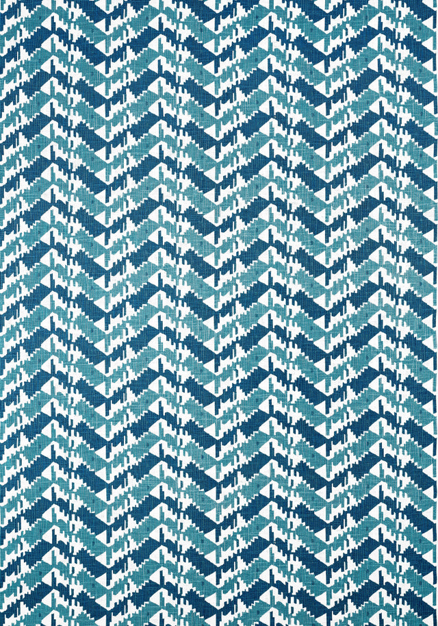 Thibaut MELROSE CHECK Navy and Peacock Fabric