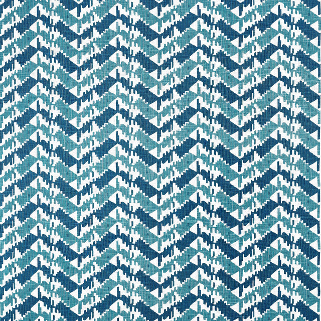 Thibaut Melrose Check Navy And Peacock Fabric