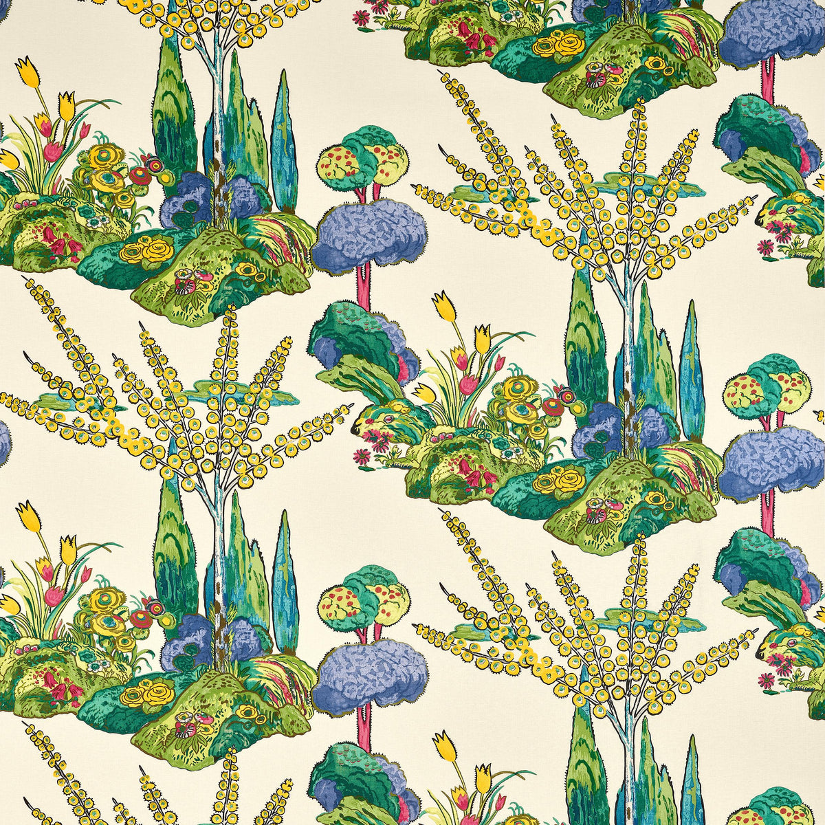 Thibaut Orleans Yellow And Red Fabric