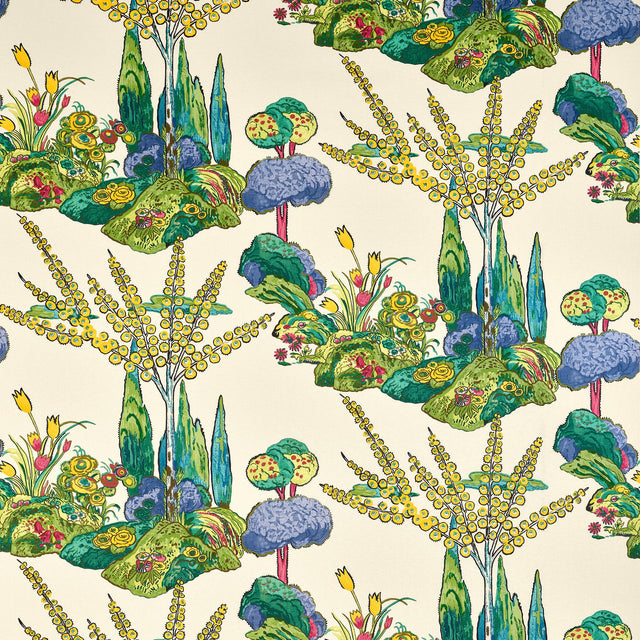Thibaut Orleans Yellow And Red Fabric