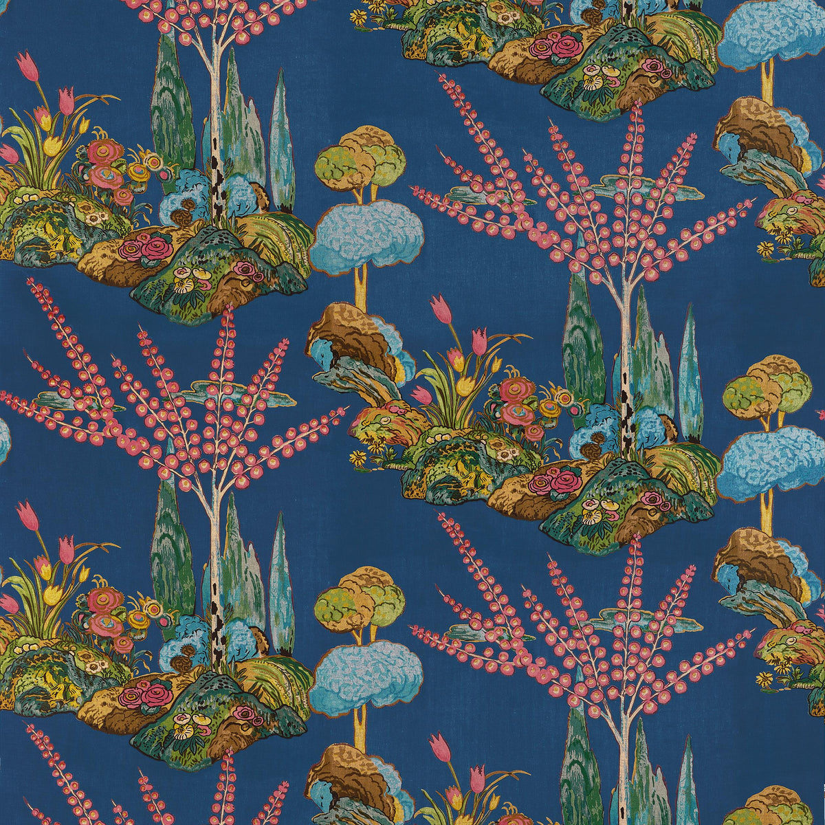Thibaut Orleans Navy Fabric