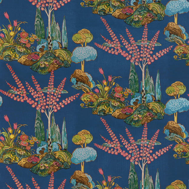 Thibaut Orleans Navy Fabric