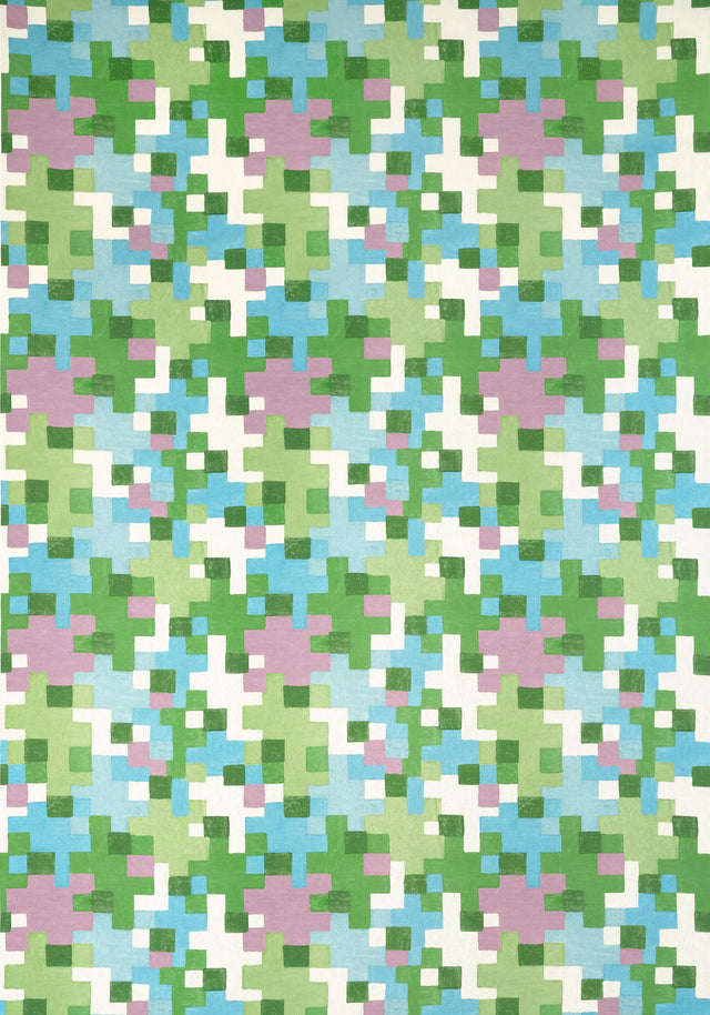 Thibaut PIXEL Lavender and Green Fabric