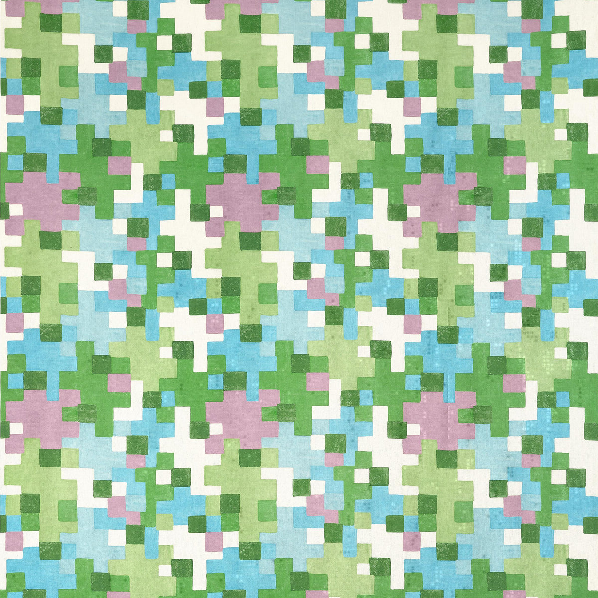 Thibaut Pixel Lavender And Green Fabric