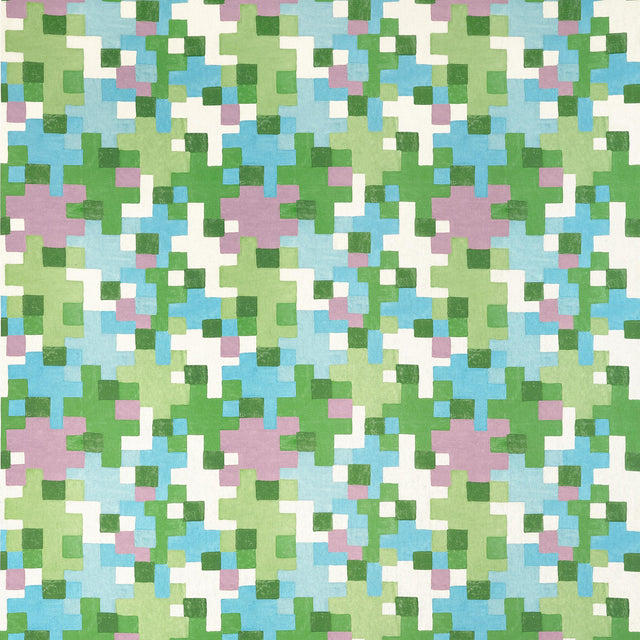 Thibaut Pixel Lavender And Green Fabric