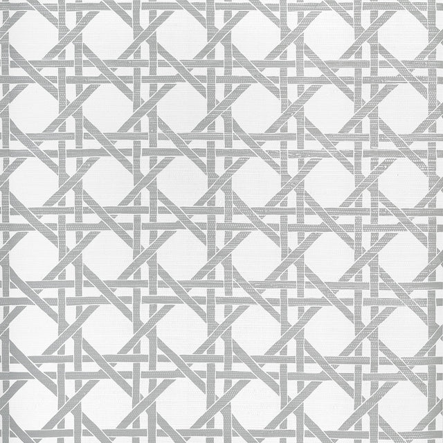 Thibaut Canary Trellis Metallic Silver Wallpaper