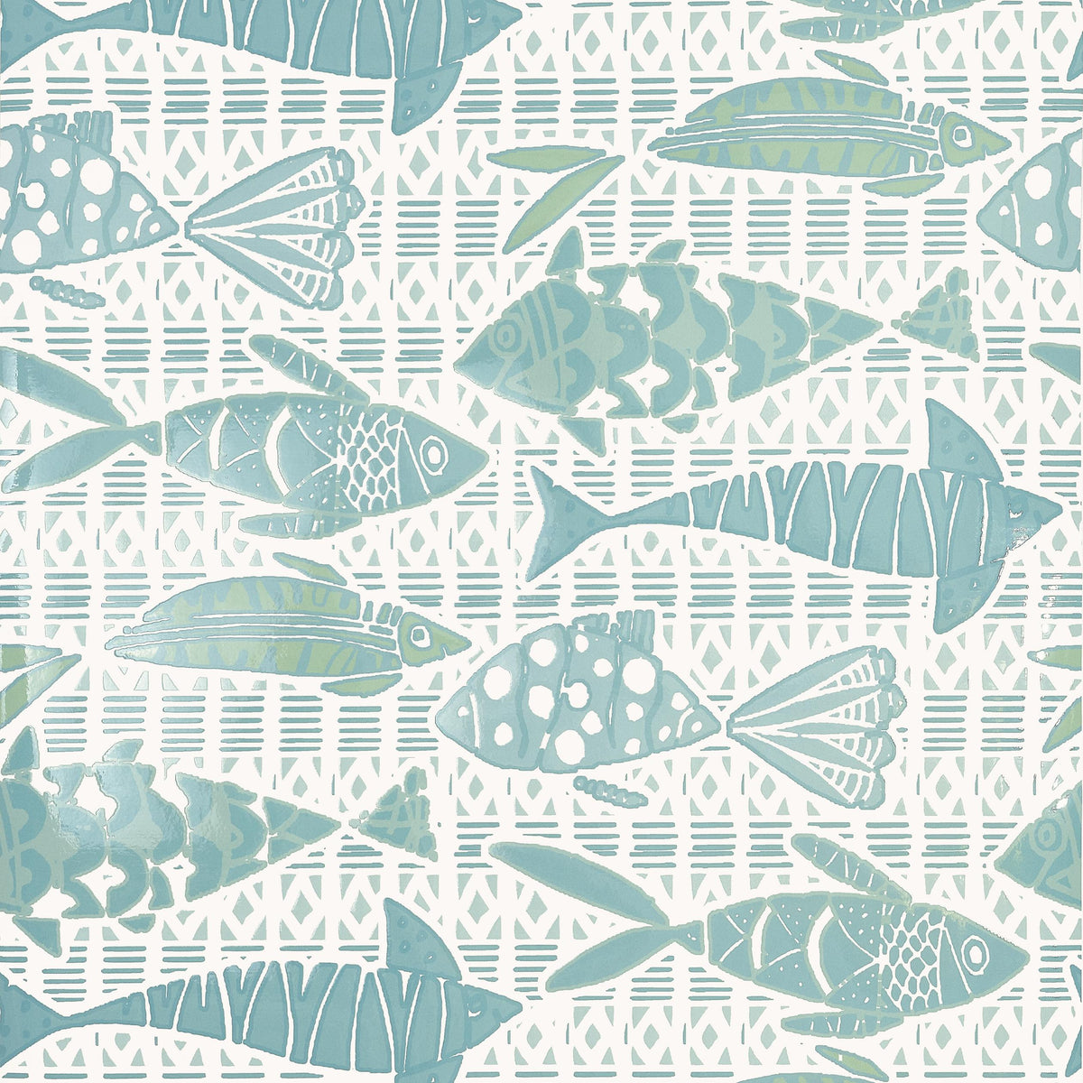 Thibaut Batik Fish Spa Blue Wallpaper