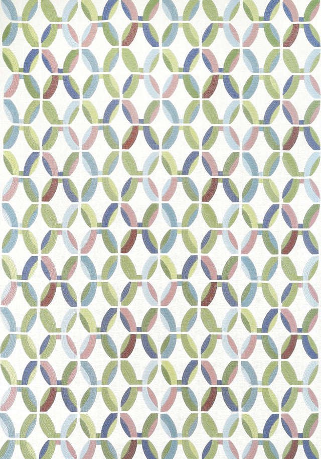 Thibaut PASSAGEWAY EMBROIDERY Lavender and Green Fabric