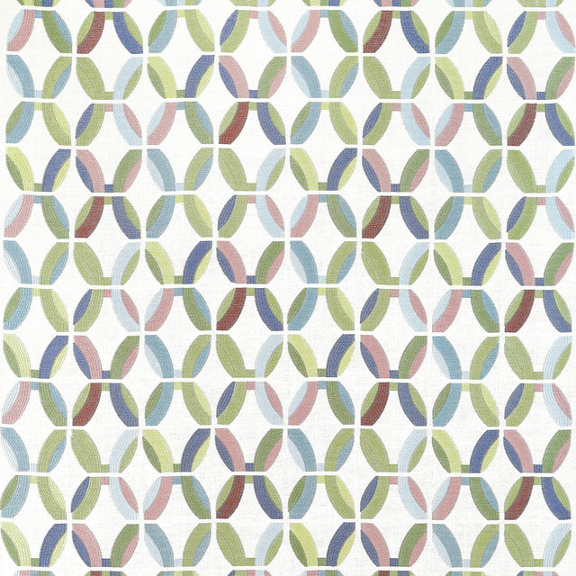 Thibaut Passageway Embroidery Lavender And Green Fabric