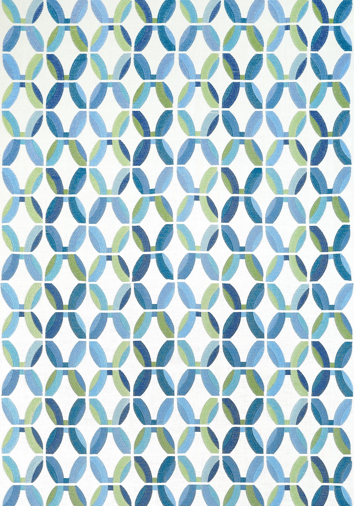 Thibaut PASSAGEWAY EMBROIDERY Blue and Green Fabric