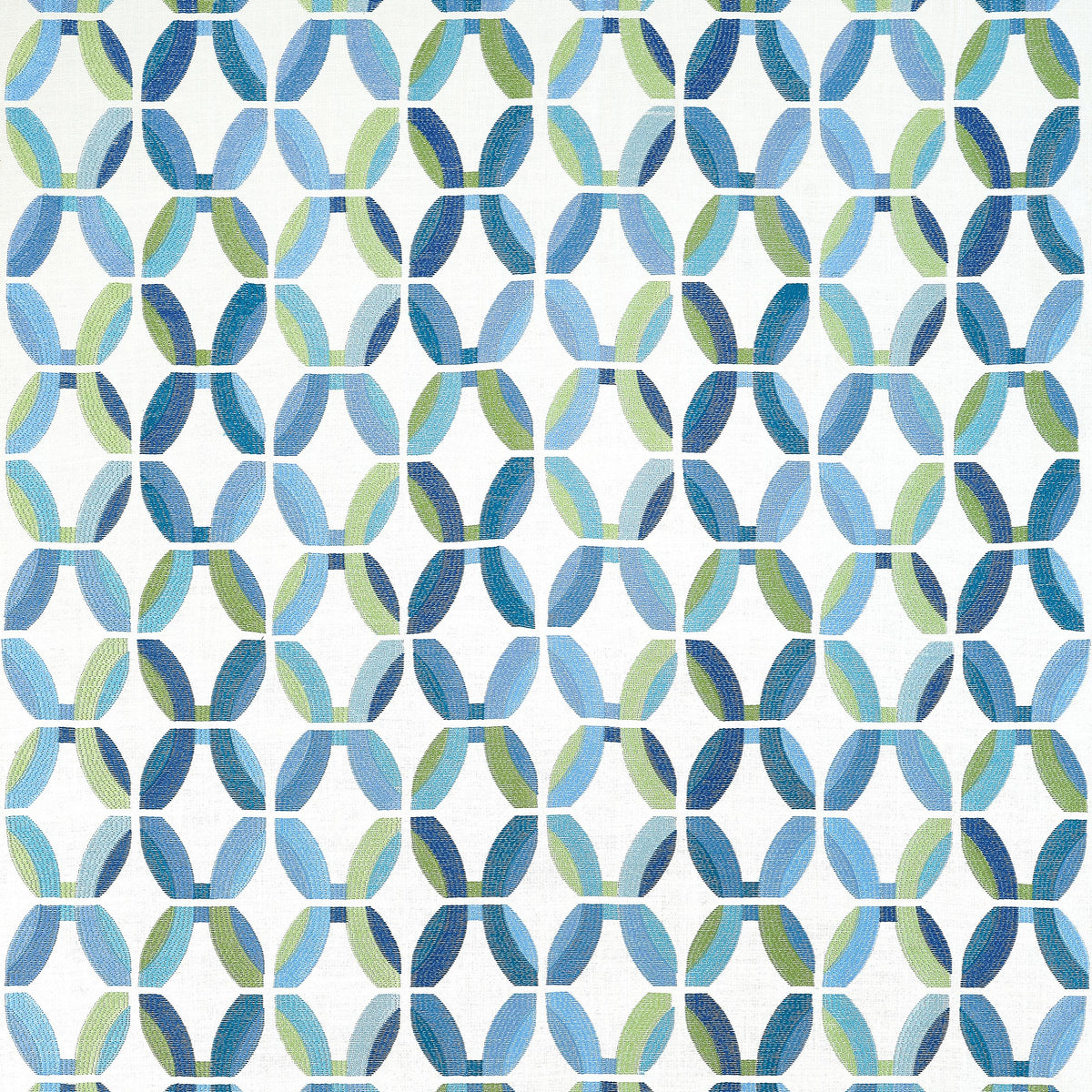 Thibaut Passageway Embroidery Blue And Green Fabric