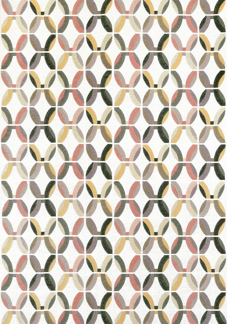 Thibaut PASSAGEWAY EMBROIDERY Apricot and Ginger Fabric