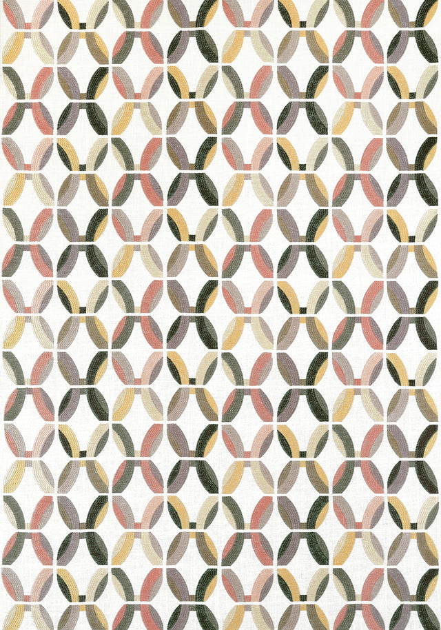 Thibaut PASSAGEWAY EMBROIDERY Apricot and Ginger Fabric