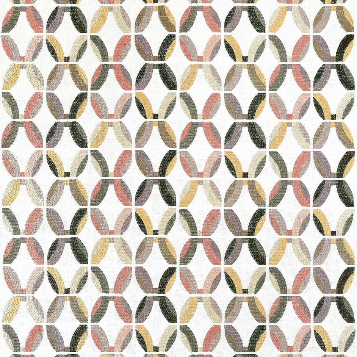 Thibaut Passageway Embroidery Apricot And Ginger Fabric