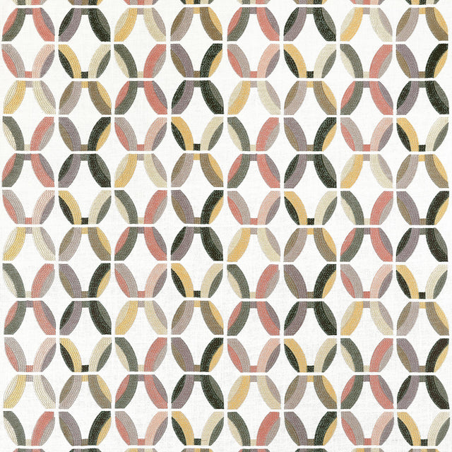 Thibaut Passageway Embroidery Apricot And Ginger Fabric