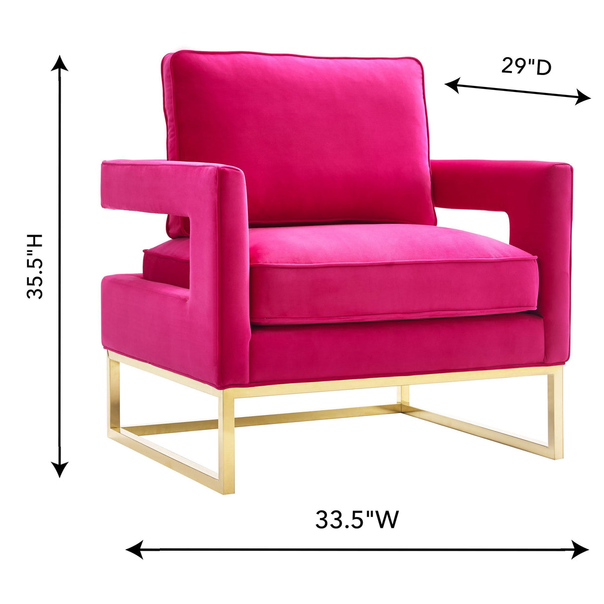 TOV Avery Pink Velvet Chair With Polished Gold Base