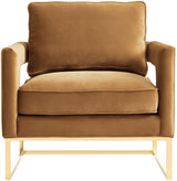 TOV Avery Cognac Velvet Chair With Polished Gold Base