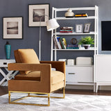 TOV Avery Cognac Velvet Chair With Polished Gold Base
