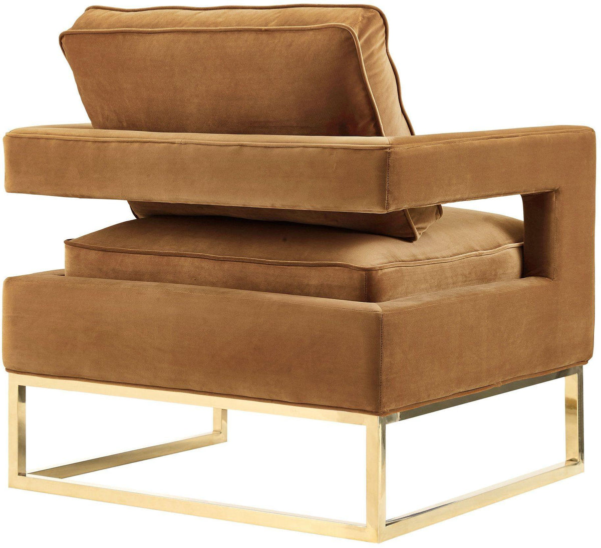TOV Avery Cognac Velvet Chair With Polished Gold Base