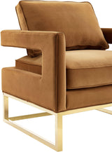 TOV Avery Cognac Velvet Chair With Polished Gold Base