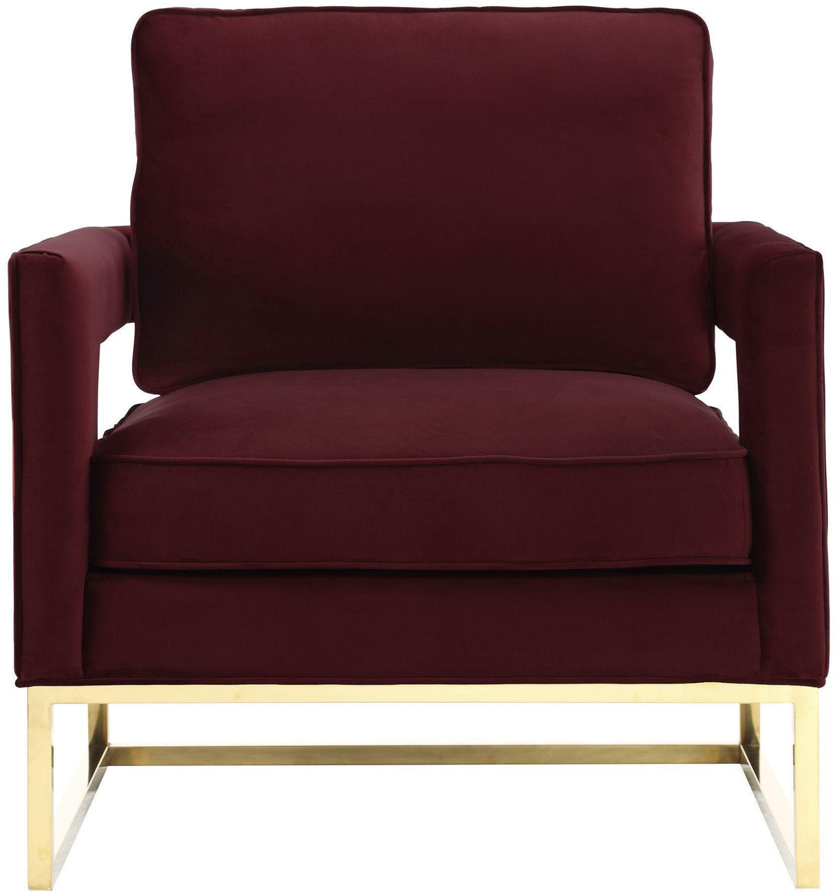 TOV Avery Maroon Velvet Chair With Polished Gold Base