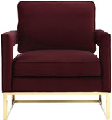 TOV Avery Maroon Velvet Chair With Polished Gold Base