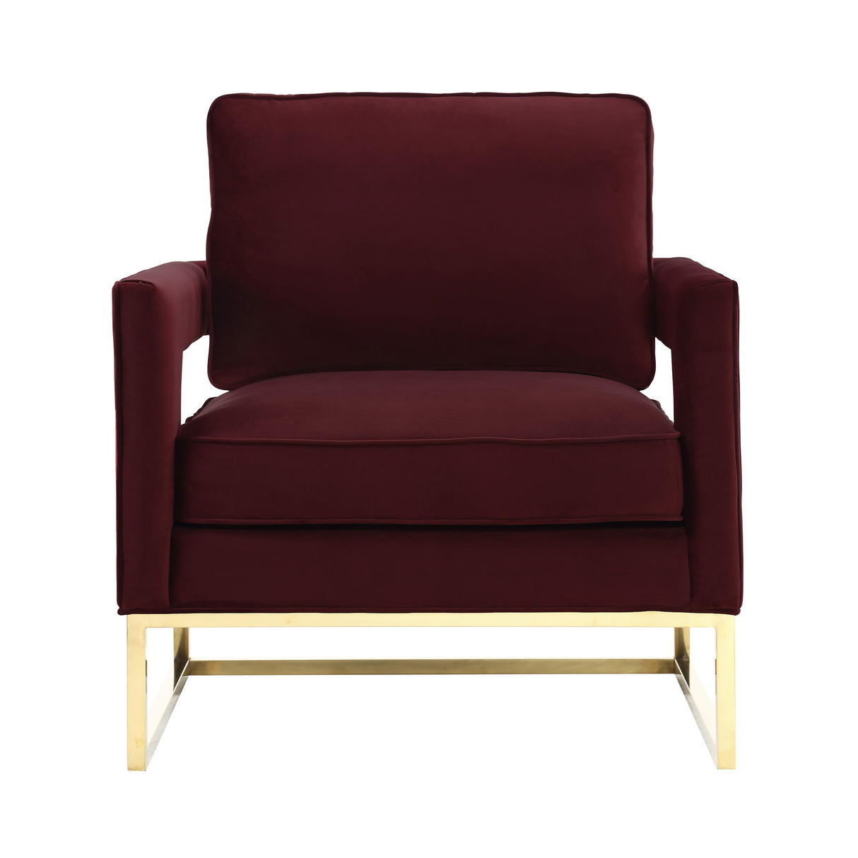 TOV Avery Maroon Velvet Chair With Polished Gold Base