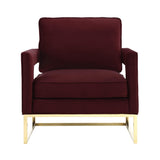 TOV Avery Maroon Velvet Chair With Polished Gold Base