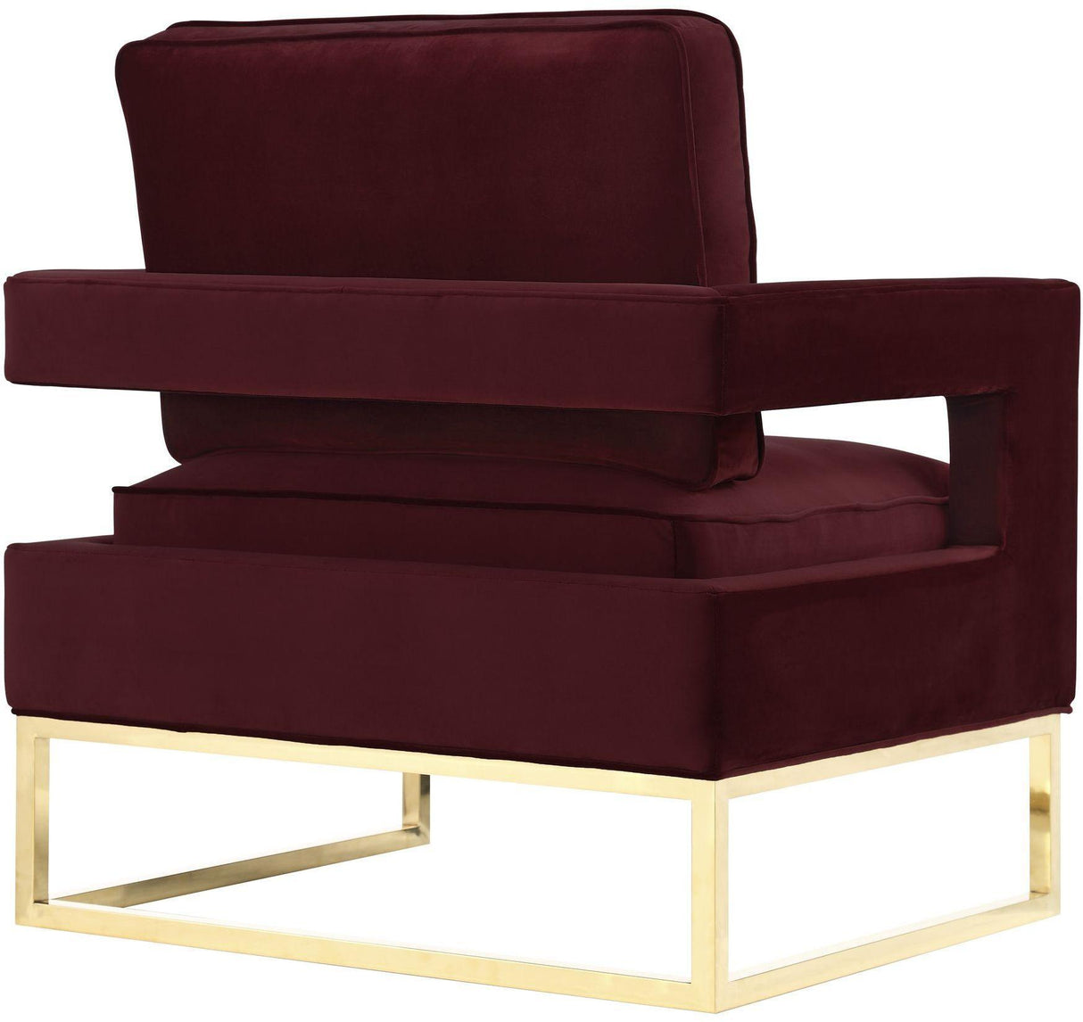 TOV Avery Maroon Velvet Chair With Polished Gold Base