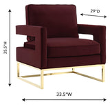 TOV Avery Maroon Velvet Chair With Polished Gold Base