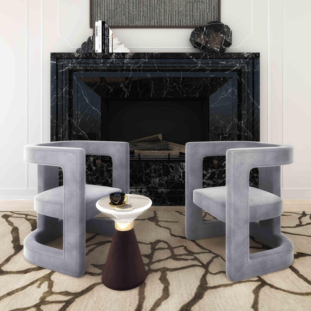 TOV Ada Grey Velvet Chair